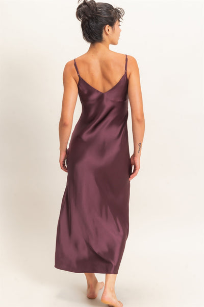 Cherry Satiny Slip Dress - Uforia Muse 