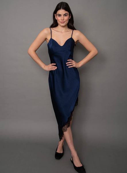 Colette Satin Dress- Navy-Rd Style - Uforia Muse 