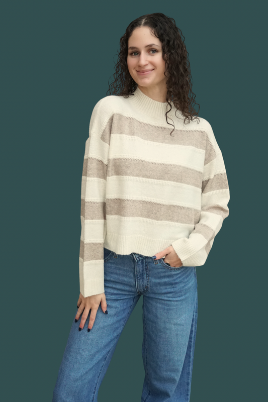 Inez Highneck Knit Pullover - Taupe