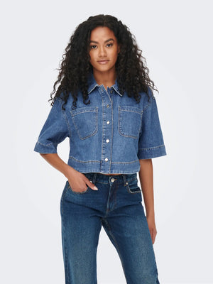 Cleo Crop Denim Shirt-Only