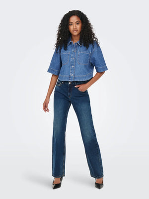 Cleo Crop Denim Shirt-Only