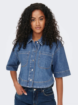 Cleo Crop Denim Shirt-Only