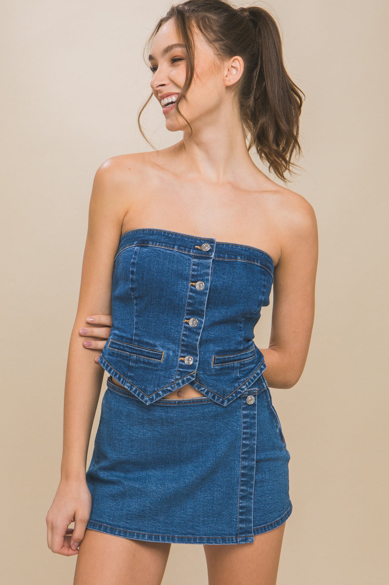 Rodeo Girl Denim Top- Medium Blue