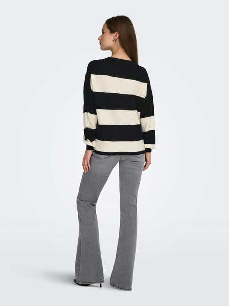 Atia Stripe Pullover-Black