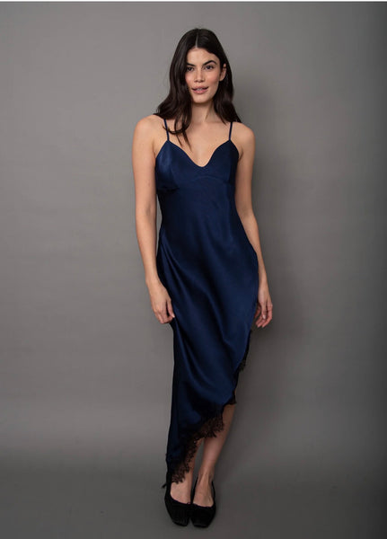 Colette Satin Dress- Navy-Rd Style - Uforia Muse 