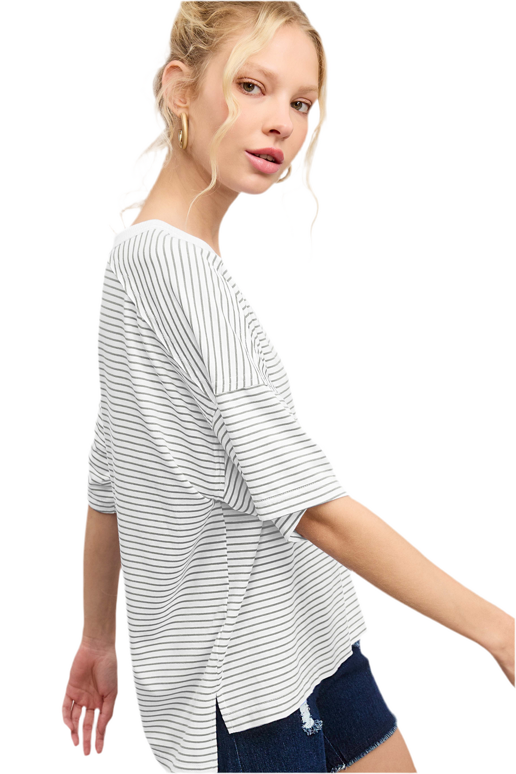 Maze Striped Tee- White