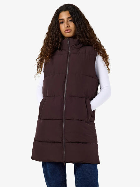 Rosy Long Puffer Vest-Noisy May