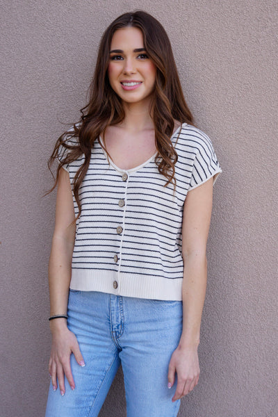 Kera Pinstripe Knit Top - Uforia Muse 