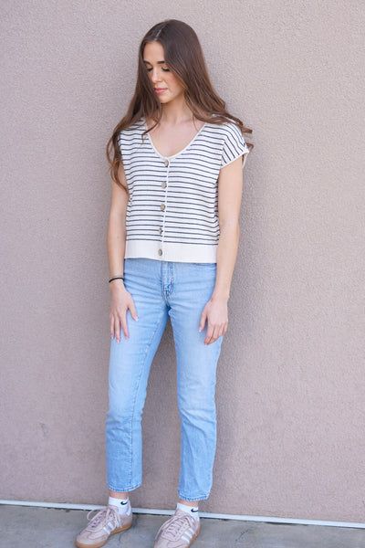 Kera Pinstripe Knit Top - Uforia Muse 