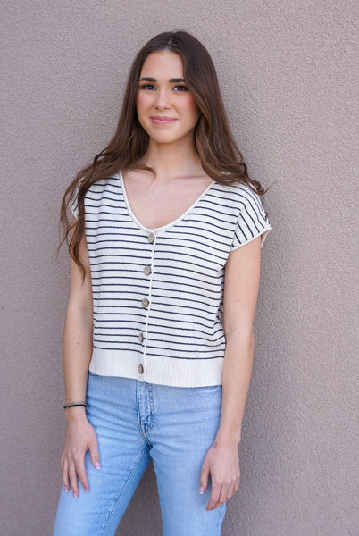 Kera Pinstripe Knit Top - Uforia Muse 