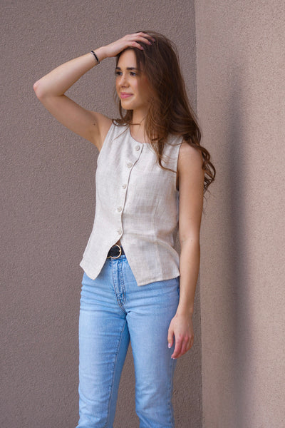 Leilani Vest Top-Nat-Noisy May - Uforia Muse 