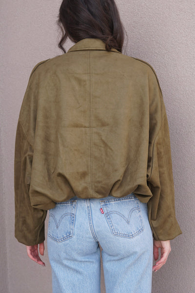 Hazel Faux Suede Bomber-Olive-Vero Moda - Uforia Muse 
