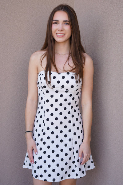 Polka-Dot Strapless Dress - Uforia Muse 