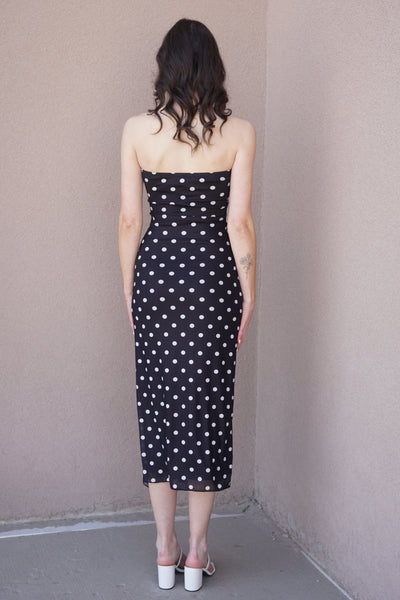 Polka Dot Maxi Slit Dress - Uforia Muse 