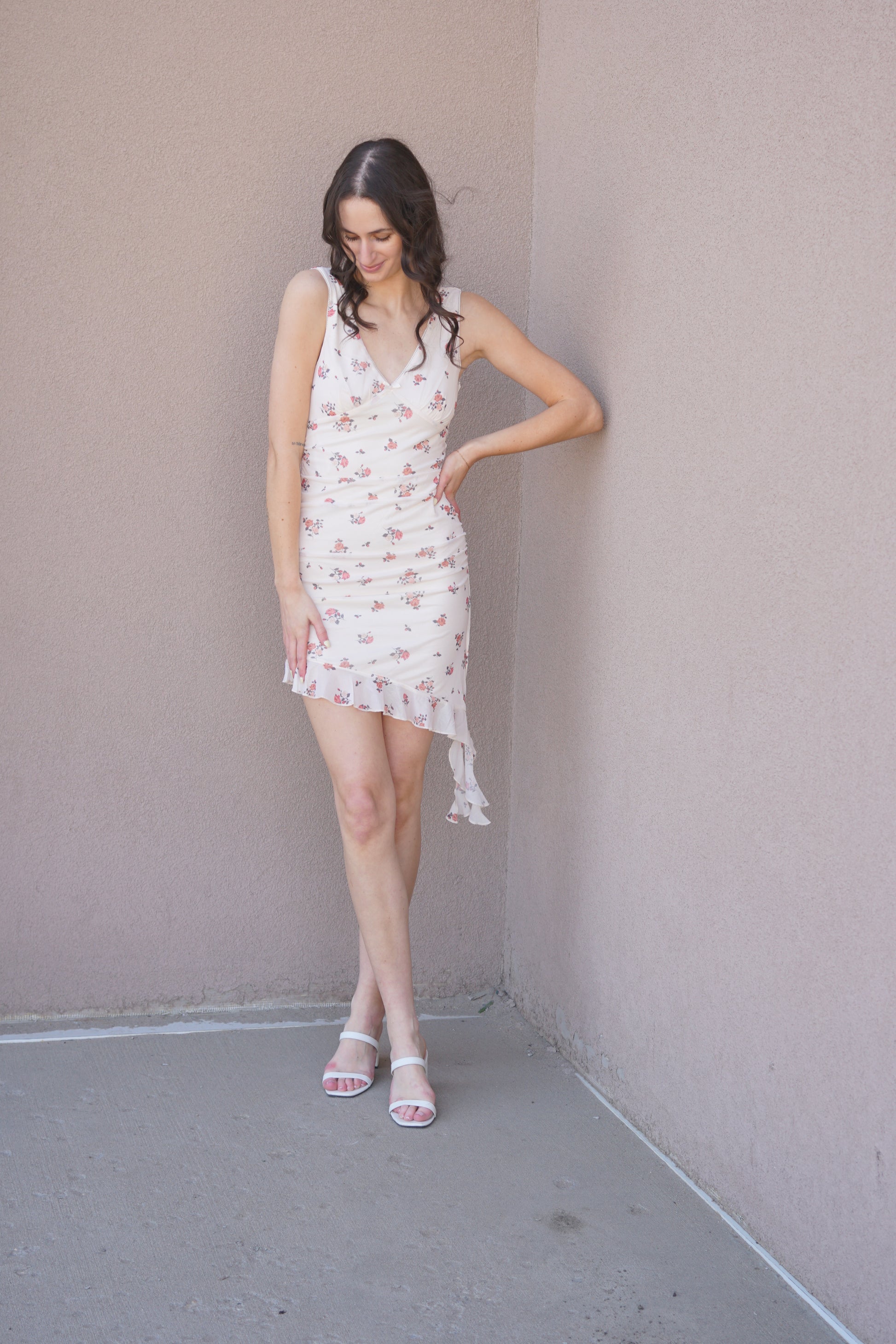 Sabine Ruffle Dress-Mink Pink - Uforia Muse 