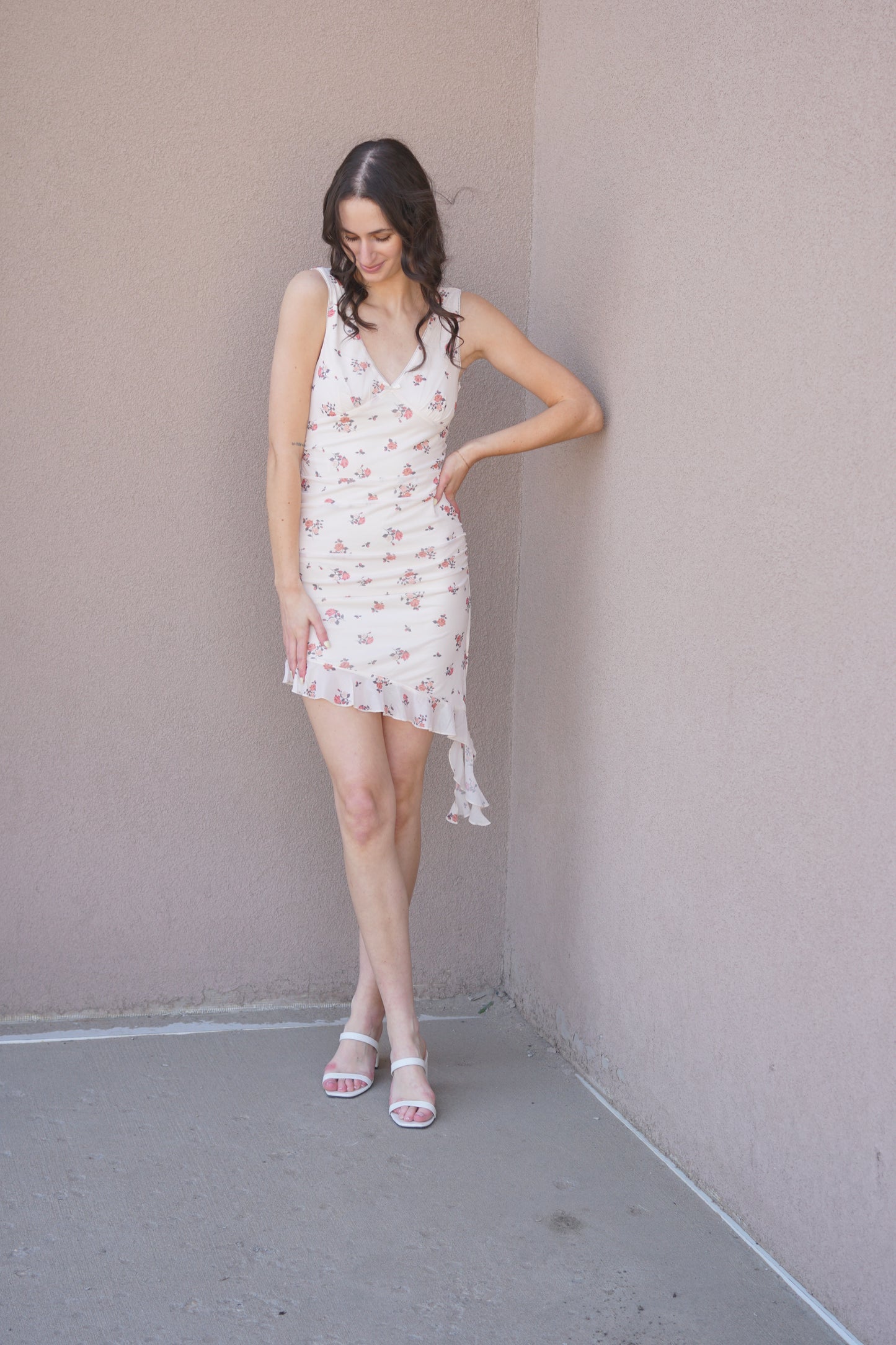 Sabine Ruffle Dress-Mink Pink - Uforia Muse 