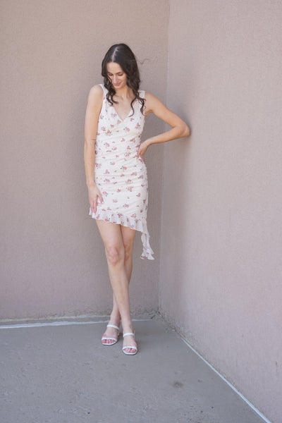 Sabine Ruffle Dress-Mink Pink - Uforia Muse 