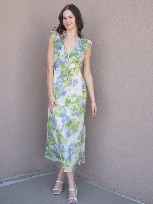 Carrie Ruffled Midi Dress- Mink Pink - Uforia Muse 