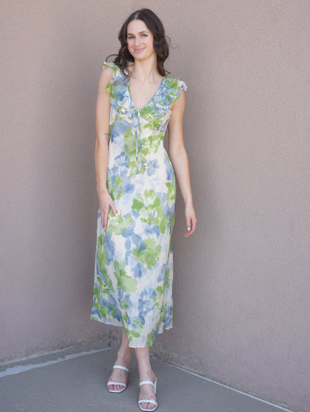 Carrie Ruffled Midi Dress- Mink Pink - Uforia Muse 