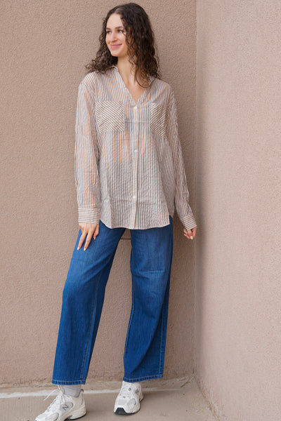 Striped Boyfriend Shirt - Uforia Muse 