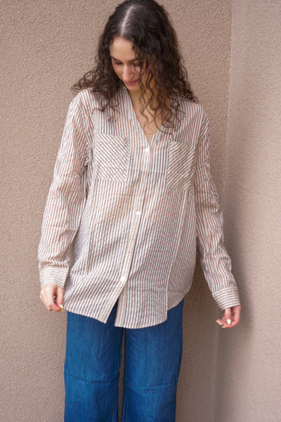 Striped Boyfriend Shirt - Uforia Muse 