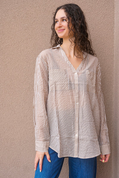 Striped Boyfriend Shirt - Uforia Muse 