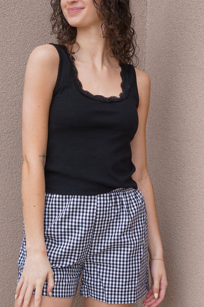 Black Lace Trim Tank - Uforia Muse 