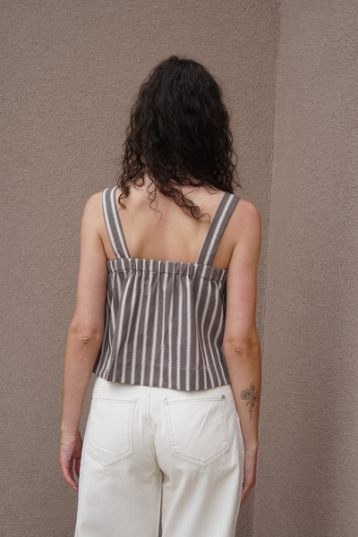 City Breeze Stripe Tank- Brown