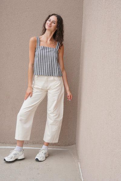 City Breeze Stripe Tank- Navy