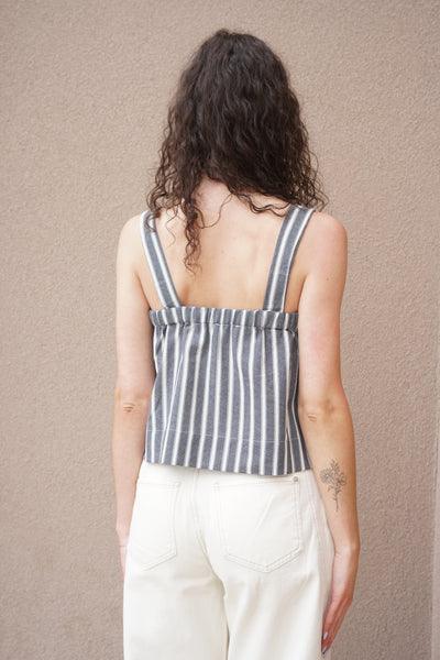 City Breeze Stripe Tank- Navy