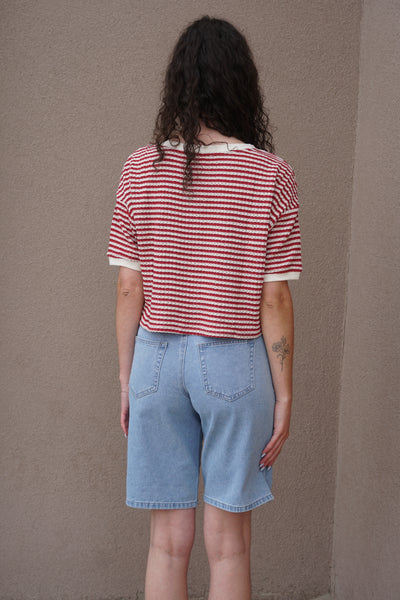 Beach Club Striped Top-Red