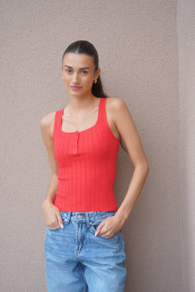Bree Square-neck Knit Tank-Poppy-Only