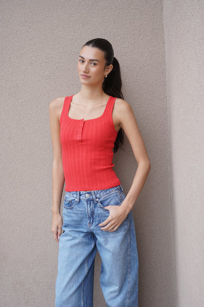 Bree Square-neck Knit Tank-Poppy-Only