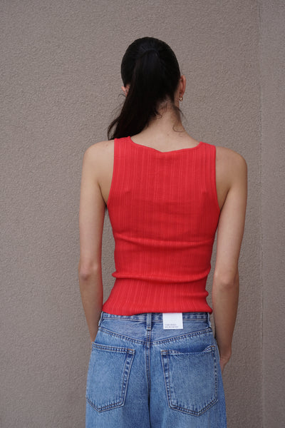 Bree Square-neck Knit Tank-Poppy-Only