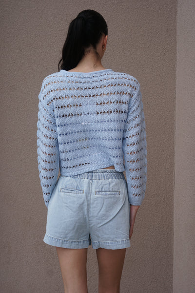 Geena Crochet Sweater-Bluebell-Only