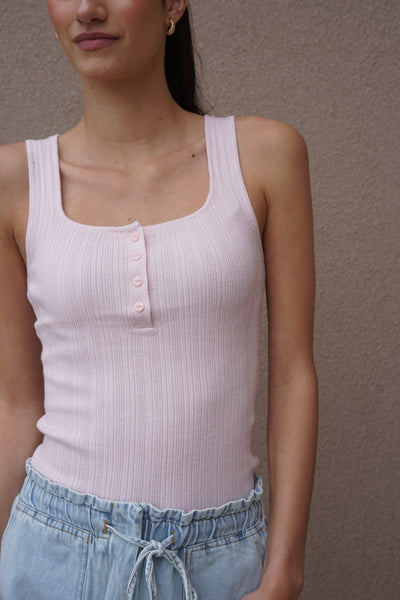 Bree Square-neck Knit Tank-Pale Pink-Only