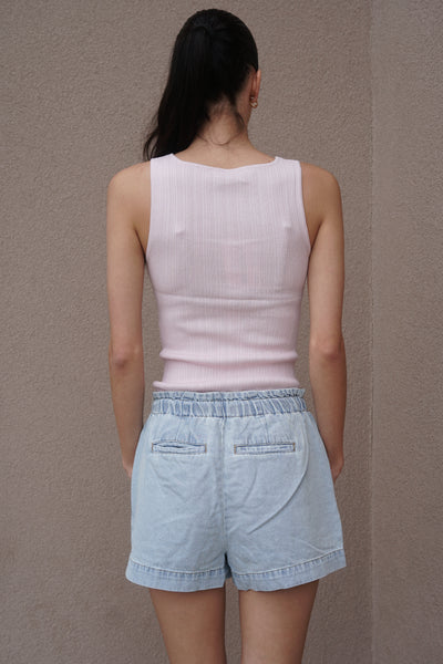 Bree Square-neck Knit Tank-Pale Pink-Only