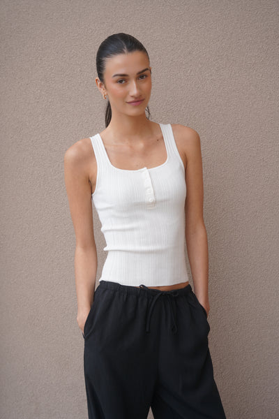 Bree Square-neck Knit Tank-Cream-Only