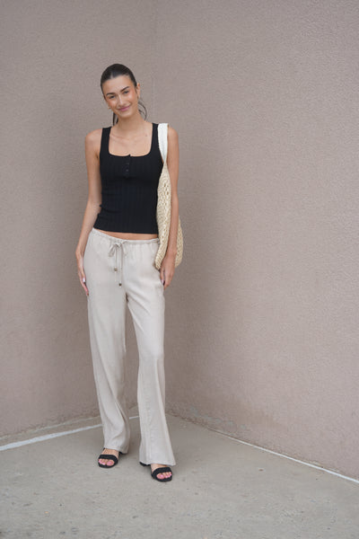 Bree Square-neck Knit Tank-Black-Only