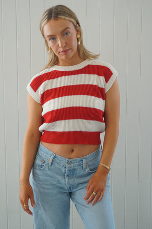 Cherry Striped Sweater Vest