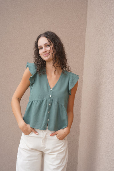 Mylo Button Front Blouse-Ivy-Vero Moda