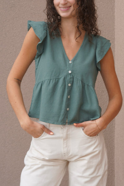 Mylo Button Front Blouse-Ivy-Vero Moda
