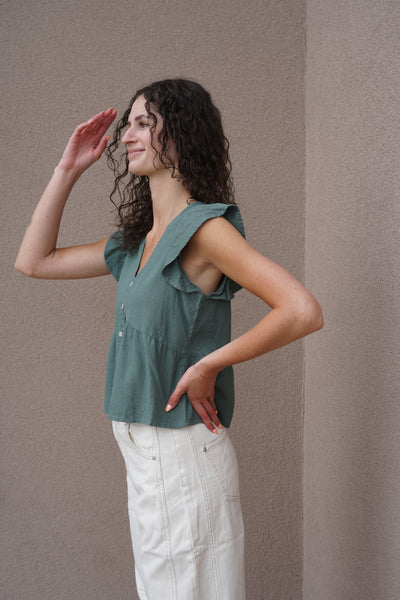 Mylo Button Front Blouse-Ivy-Vero Moda