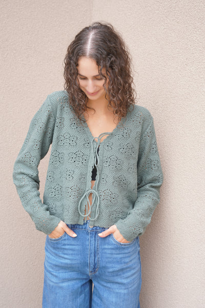 Ava Tie Cardigan-Sage-Vero Moda