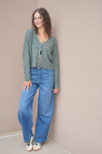 Ava Tie Cardigan-Sage-Vero Moda