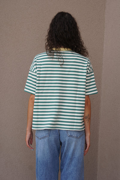 Elliot Stripe S/S Sweatshirt-Green - Uforia Muse 