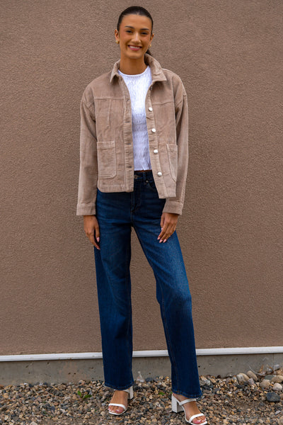 Jamie Corduroy Jacket-Tan- Vero Moda