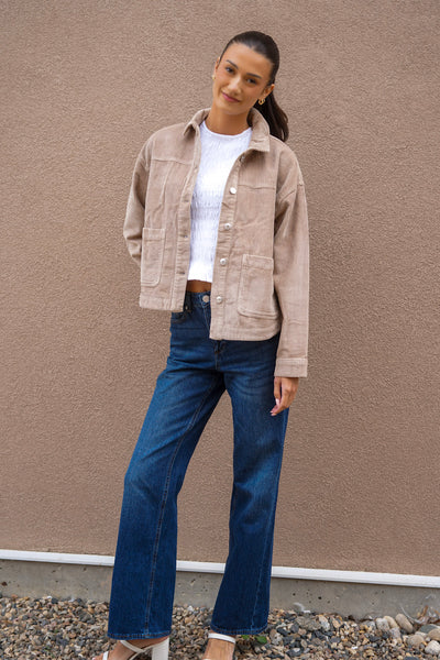 Jamie Corduroy Jacket-Tan- Vero Moda