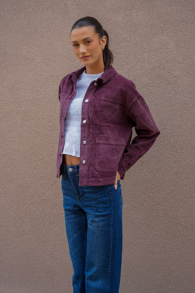 Jamie Corduroy Jacket-Wine- Vero Moda