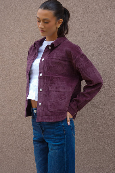 Jamie Corduroy Jacket-Wine- Vero Moda